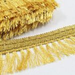 PASAMANERIA GOLD 6 CM DE ANCHO CON FLECOS.
X 10 YARDAS. - Imagen 2