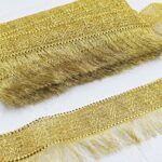 PASAMANERIA GOLD 7 CM DE ANCHO CON FLECOS.
X 10 YARDAS.