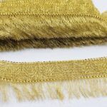 PASAMANERIA GOLD 7 CM DE ANCHO CON FLECOS.
X 10 YARDAS. - Imagen 2