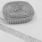 CINTA DE FALSO STRASS SILVER 4 LINEAS. 
X 10 YARDAS.