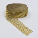 CINTA DE FALSO STRASS GOLD 8 LINEAS. 
X 10 YARDAS.