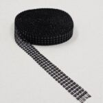 CINTA DE FALSO STRASS BLACK 4 LINEAS. 
X 10 YARDAS.