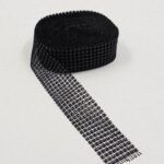 CINTA DE FALSO STRASS BLACK 8 LINEAS. 
X 10 YARDAS.