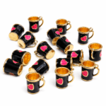 COLGANTE METAL B/GOLD TAZA CORAZON NEGRO 12 UNIDADES (14X17mm APROX)