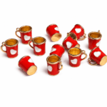 COLGANTE METAL B/GOLD TAZA CORAZON ROJO x 12 UNIDADES (14X17mm APROX)