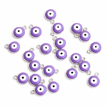 COLGANTE OJO TURCO ESMALTADO LILA SILVER x 12 UNIDADES (8mm APROX)