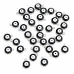 COLGANTE OJO TURCO ESMALTADO NEGRO SILVER x 12 UNIDADES (6mm  x 4mm APROX)