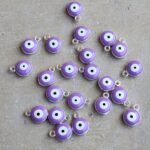 COLGANTE OJO TURCO ESMALTADO LILA SILVER x 12 UNIDADES (8mm APROX.).