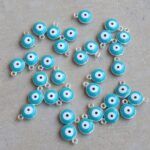 COLGANTE OJO TURCO ESMALTADO TURQUESA SILVER x 12 UNIDADES (8mm APROX.).