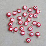 COLGANTE OJO TURCO ESMALTADO ROJO SILVER x 12 UNIDADES (8mm APROX.).