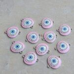 CONECTOR OJO TURCO CHATO STRASS  ROSA SILVER x 12 UNIDADES (20mm x 17 mm APROX.).