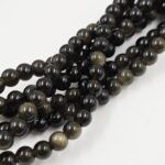 PIEDRA NATURAL OBSIDIANA GOLD BOLITA 4MM X TIRA 38CM (EMC 25-10-1) - Imagen 2