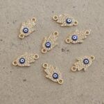 DIJE METAL STRASS MANITO FATIMA OJO TURCO CONECTOR X 12 UNIDADES. (EMA 26-8)