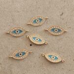 DIJE METAL CON STRASS OJO TURCO CONECTOR X 12 UNIDADES.(EMA 26-23)