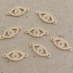 DIJE METAL STRASS OJO TURCO CONECTOR X 12 UNIDADES.(EMA 26-34)