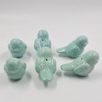 CERÁMICA PARA BORLAS PAJARITOS TONO AQCUA X 6 UNIDADES. - Imagen 2