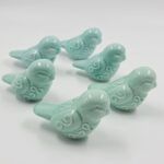 CERÁMICA PARA BORLAS PAJARITOS TONO AQCUA X 6 UNIDADES.