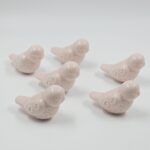 CERÁMICA PARA BORLAS PAJARITO TONO ROSA PASTEL X 6 UNIDADES.