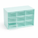 CAJA ORGANIZADORA PLASTICA VERDE PASTEL/ 9 CAJONES ACRILICO( EMC 3-2 )