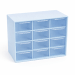 CAJA ORGANIZADORA PLASTICO CELESTE PASTEL / 12 CAJONES ACRILICO (EMC 3-1)