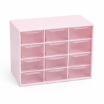 CAJA ORGANIZADORA PLASTICO ROSA PASTEL / 12 CAJONES ACRILICO (EMC 3-1)