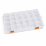 CAJA PLASTICA TRANSPARENTE  21 DIVISORIOS / 28 X 20 X 3.5 CM ( EMC 9-2)