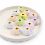 POMPOM SURTIDO PIEL DE CONEJO IMITACIÓN /18*12MM AGUJERO INTERNO 0.71MM X 12 UNIDADES (EMC 23-1)