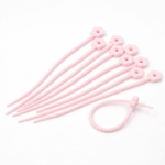 PRECINTOS SILICONADOS FLOR ROSA CLARO DE 21CM X 10 UNIDADES (EMC 1-9)