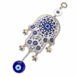 COLGANTE OJO TURCO ALEACION Y COLGANTE DE VIDRIO 9*24 CM (EMC 26-7)