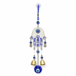 COLGANTE MANO FATIMA ALEACION CON BORLAS COLGANTES DE VIDRIO  6*27CM (26-13)