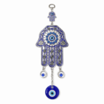 COLGANTE MANO DE FATIMA ALEACION CON COLGANTE DE VIDRIO 8*24CM (EMC 26-8)