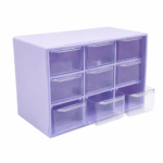 CAJA ORGANIZADORA PLASTICA LAVANDA/ 9 CAJONES ACRILICO (EMC 3-2)