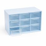 CAJA ORGANIZADORA PLASTICA CELESTE PASTEL/ 9 CAJONES ACRILICO (EMC 3.2)