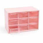 CAJA ORGANIZADORA PLASTICA ROSA PASTEL/ 9 CAJONES ACRILICO( EMC 3-2)