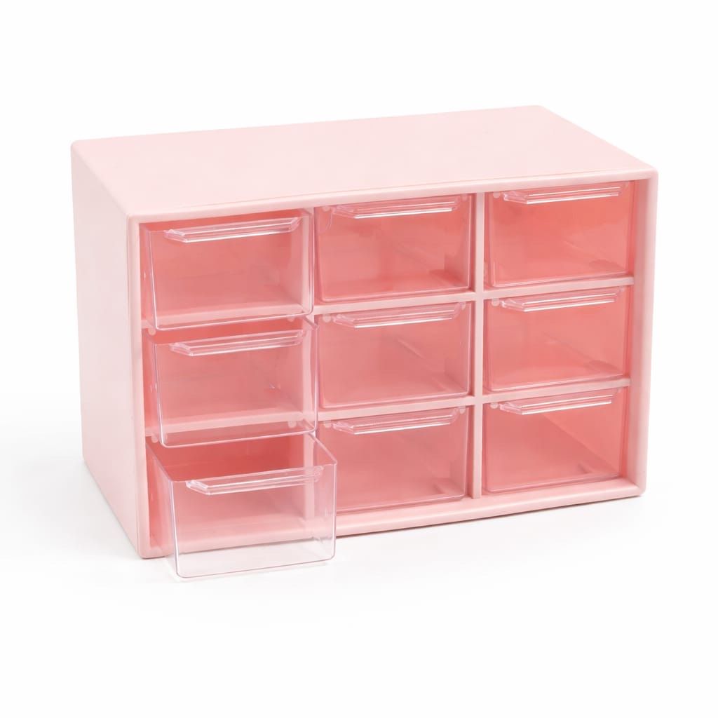 eeed5e39-8dc5-4cb3-85ed-c5d20f3f8406 CAJA ORGANIZADORA PLASTICA ROSA PASTEL/ 9 CAJONES ACRILICO( EMC 3-2) - Imagen 1