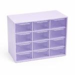 CAJA ORGANIZADORA PLASTICO LAVANDA/ 12 CAJONES ACRILICO (EMC 3-1)