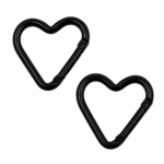 PACK X 10 MOSQUETONES CORAZON DE METAL NEGRO 4CM (EMC 1-5)